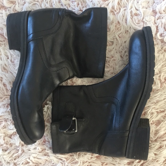 Vintage Shoes - 🎩VTG 90s Brass Plum leather moto booties